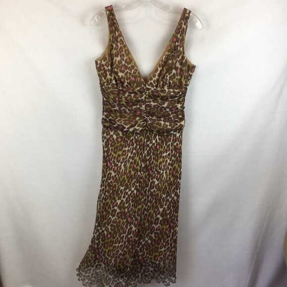 Trina Turk 100% Silk Brown Animal Print Sleeveless Dress 6 NEW - Picture 8 of 11